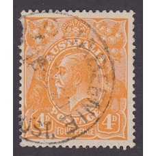 Australian    King George V    4d Orange   Single Crown WMK  Plate Variety 1R45..